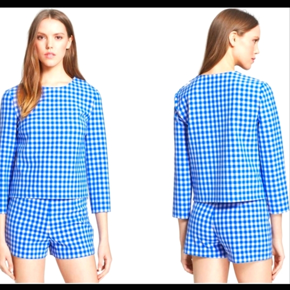 Diane Von Furstenberg Blue Gingham Blouse - Picture 1 of 7